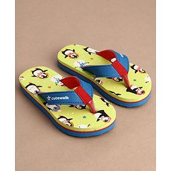 Cute Walk by Babyhug Flip Flops With Penguin Print - Green