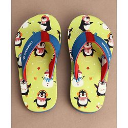 Cute Walk by Babyhug Flip Flops With Penguin Print - Green