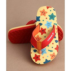 Cute Walk by Babyhug Flip Flops With Star Print - Light Yellow
