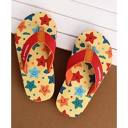Cute Walk by Babyhug Flip Flops With Star Print - Light Yellow