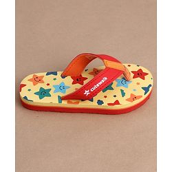 Cute Walk by Babyhug Flip Flops With Star Print - Light Yellow