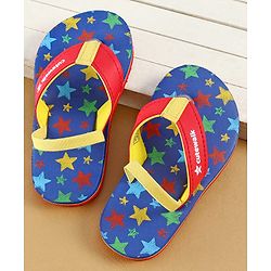 Cute Walk by Babyhug Flip Flops with Back Strap Closure & Star Print - Blue