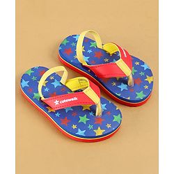 Cute Walk by Babyhug Flip Flops with Back Strap Closure & Star Print - Blue