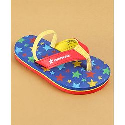 Cute Walk by Babyhug Flip Flops with Back Strap Closure & Star Print - Blue