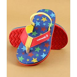 Cute Walk by Babyhug Flip Flops with Back Strap Closure & Star Print - Blue