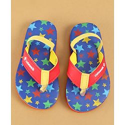 Cute Walk by Babyhug Flip Flops with Back Strap Closure & Star Print - Blue