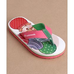 Cute Walk by Babyhug Flip Flops With Kitty Print - Multicolor
