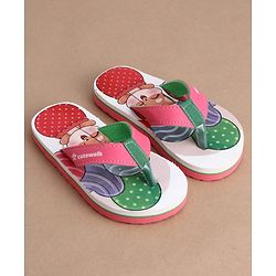Cute Walk by Babyhug Flip Flops With Kitty Print - Multicolor