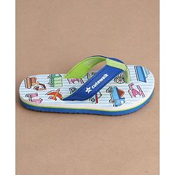 Cute Walk by Babyhug Flip Flops With Vehicle Print - Blue