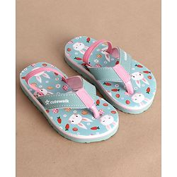 Cute Walk by Babyhug Back Strap Bunny & Floral Printed Flip Flops