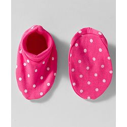 Babyhug 100% Cotton Cap Mittens & Booties Set With Polka Dot Print Pink - Diameter 9.5 cm