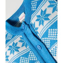 Babyhug Knit Full Sleeves Sweater Set With Cap & Aztec Design - Light Blue