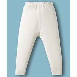 Babyhug Knit Full Sleeves Sweater & Pant Set with Stripe Design - White