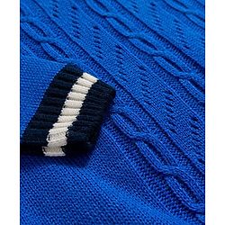 Babyhug Knitted Full Sleeves Sweater Set With Cable Knit Design - Royal Blue