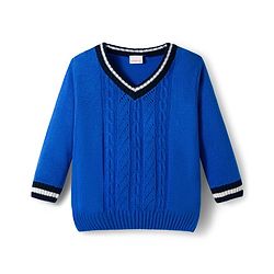 Babyhug Knitted Full Sleeves Sweater Set With Cable Knit Design - Royal Blue