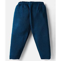 Babyhug Knitted Full Sleeves Pullover Sweater Set With Heart Design - Teal Blue