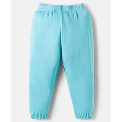 Babyhug Knit Full Sleeves Front Open Color Block Sweater Set with Cable Knit Design - Light Blue & Beige