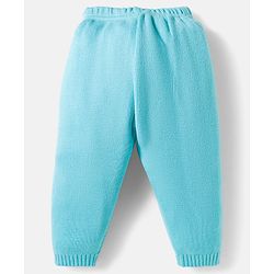 Babyhug Knit Full Sleeves Front Open Color Block Sweater Set with Cable Knit Design - Light Blue & Beige