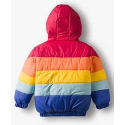 Babyhug Woven Full Sleeves Hooded Padded Jacket With Color Block Design - Multicolor