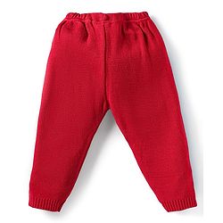 Babyhug Knit Full Sleeves Front Open Sweater Set with Fair Isle Design & Cap - Red