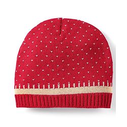 Babyhug Knit Full Sleeves Front Open Sweater Set with Fair Isle Design & Cap - Red