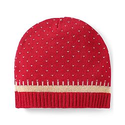 Babyhug Knit Full Sleeves Front Open Sweater Set with Fair Isle Design & Cap - Red