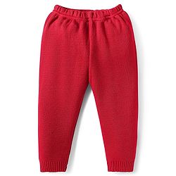 Babyhug Knit Full Sleeves Front Open Sweater Set with Fair Isle Design & Cap - Red
