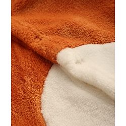 Babyhug Fur Knit Full Sleeves Winter Wear Hooded Romper With Animal Embroidery - Orange