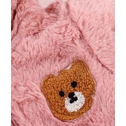 Babyhug Knit Full Sleeves Winter Wear Hooded Romper With Bear Applique - Brown