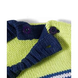 Babyhug Cotton Knit Full Sleeves Pull Over Sweater Set with Stripes & Cap - Navy Blue