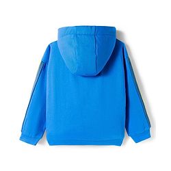 Babyhug Fleece Knit Full Sleeves Hooded Sweatshirt With Sling Bag Applique - Blue