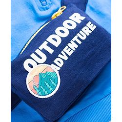 Babyhug Fleece Knit Full Sleeves Hooded Sweatshirt With Sling Bag Applique - Blue