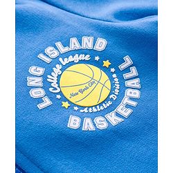 Babyhug Cotton Knit Full Sleeves Hooded Sweatjacket With Text Print - Blue