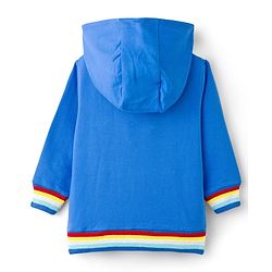 Babyhug Cotton Knit Full Sleeves Hooded Sweatjacket With Text Print - Blue