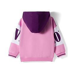 Babyhug Cotton Knit Full Sleeves Cut & Sew Pullover Hooded Sweatshirt with Text Graphic - Pink