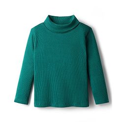 Babyhug Cotton Elastane Full Sleeves Solid Color Turtle Neck Winter T-Shirt - Green