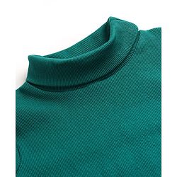 Babyhug Cotton Elastane Full Sleeves Solid Color Turtle Neck Winter T-Shirt - Green