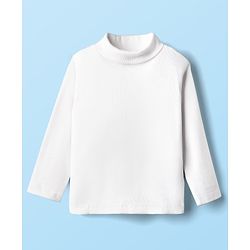 Babyhug Cotton Knit Full Sleeves Turtle Neck Winter T-Shirt - White