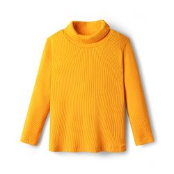 Babyhug Cotton Knit Full Sleeves Solid Color Winter T-Shirt with Turtle Neck  - Yellow