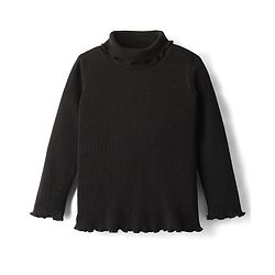 Babyhug Cotton Knit Full Sleeves Turtle Neck Solid Color Winter T-Shirt - Black