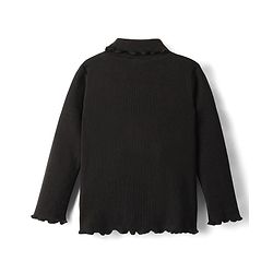 Babyhug Cotton Knit Full Sleeves Turtle Neck Solid Color Winter T-Shirt - Black
