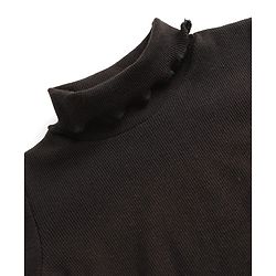 Babyhug Cotton Knit Full Sleeves Turtle Neck Solid Color Winter T-Shirt - Black