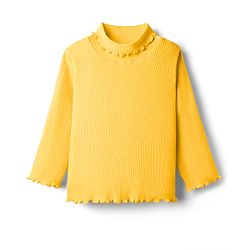 Babyhug Cotton Knit Full Sleeves Solid Color Turtle Neck Winter T-Shirt - Yellow