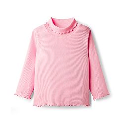 Babyhug Cotton Knit Full Sleeves Turtle Neck Winter T-Shirt - Pink