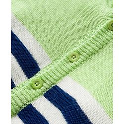 Babyhug Knitted Full Sleeves Striped Hooded Sweater Set - Blue & Green