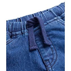 Babyhug Denim Woven Full Length Jeans With Spiderman Print - Blue