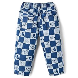 Babyhug Disney Denim Woven Full Length Jeans With Mickey Mouse & Family Print - Blue