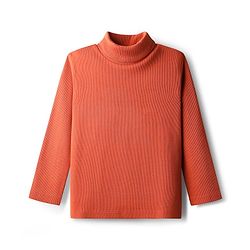 Babyhug Cotton Knit Full Sleeves Turtle Neck Winter T-Shirt - Rust Orange