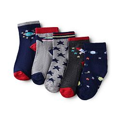 Cute Walk by Babyhug Knit Ankle Length Antibacterial Socks With Star Design Pack Of 5 - Multicolour
