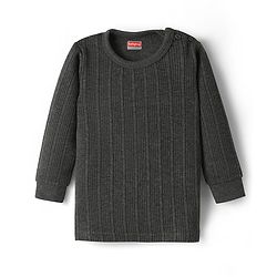 Babyhug Knit Full Sleeves Solid Color Thermal Inner Wear Set - Charcoal Grey